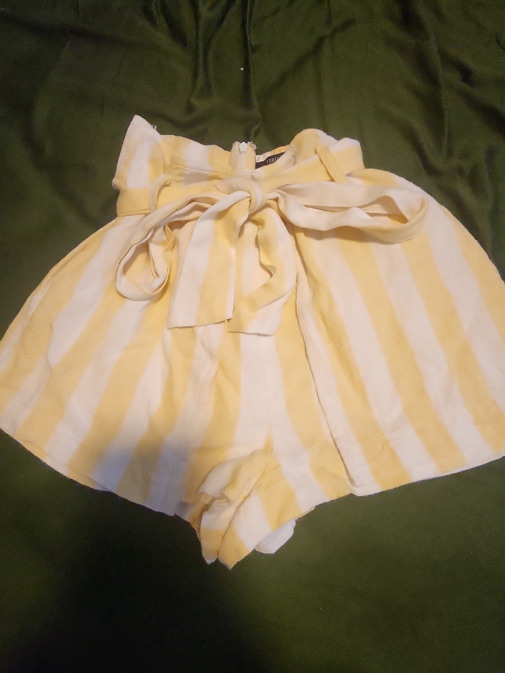 Forever 21 Yellow White Stripe Tie Waist Skort Small